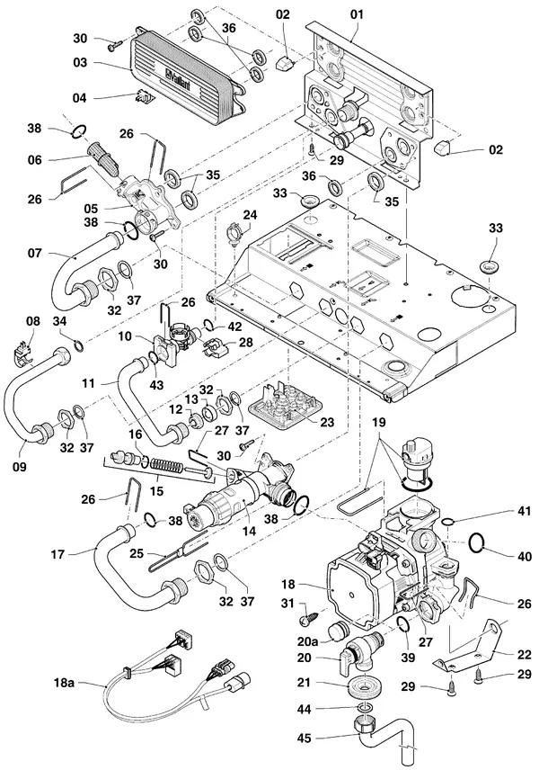 Exploded view Vaillant ecoTEC classic VHR 18-24/5-3 R6: Hydraulische delen hydroblock