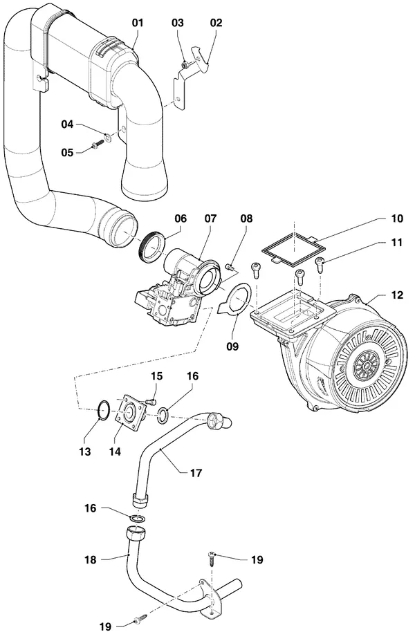 Exploded view Vaillant ecoTEC classic VHR 18-24/5-3 EXP R6: Gasblok