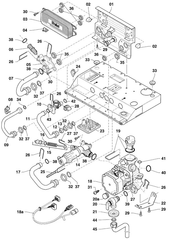 Exploded view Vaillant ecoTEC classic VHR 23-28/5-3 R6: Hydraulische delen hydroblock
