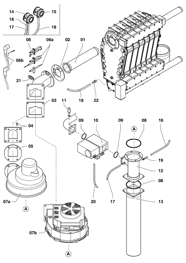 Exploded view Vaillant ecoCRAFT VKK 1206/3 R1: Brander
