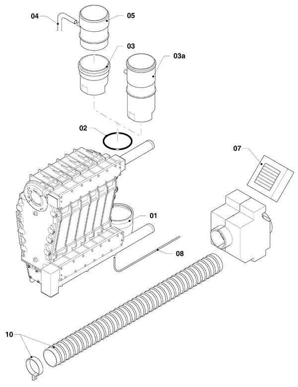 Exploded view Vaillant ecoCRAFT VKK 1206/3 R1: Verbrandings luchtaanvoer gasafvoer