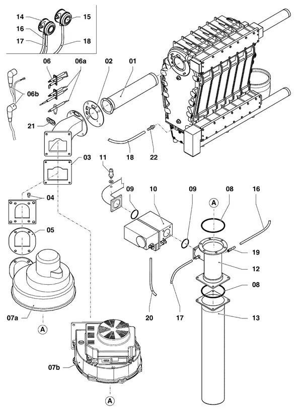 Exploded view Vaillant ecoCRAFT VKK 1606/3 R1: Brander
