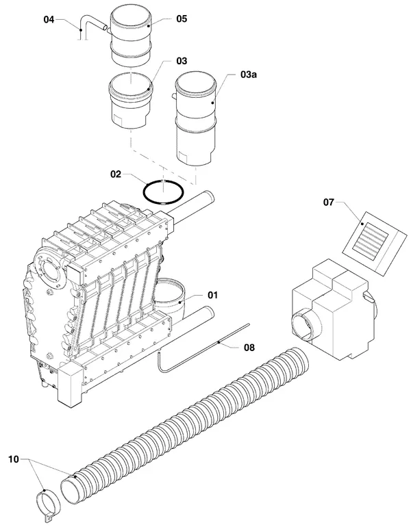 Exploded view Vaillant ecoCRAFT VKK 1606/3 R1: Verbrandings luchtaanvoer gasafvoer