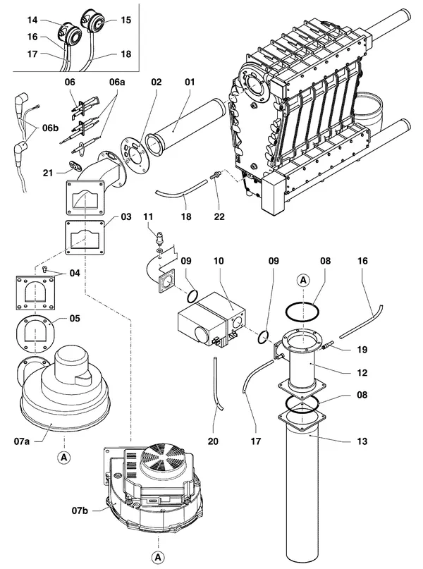 Exploded view Vaillant ecoCRAFT VKK 2406/3 R1: Brander