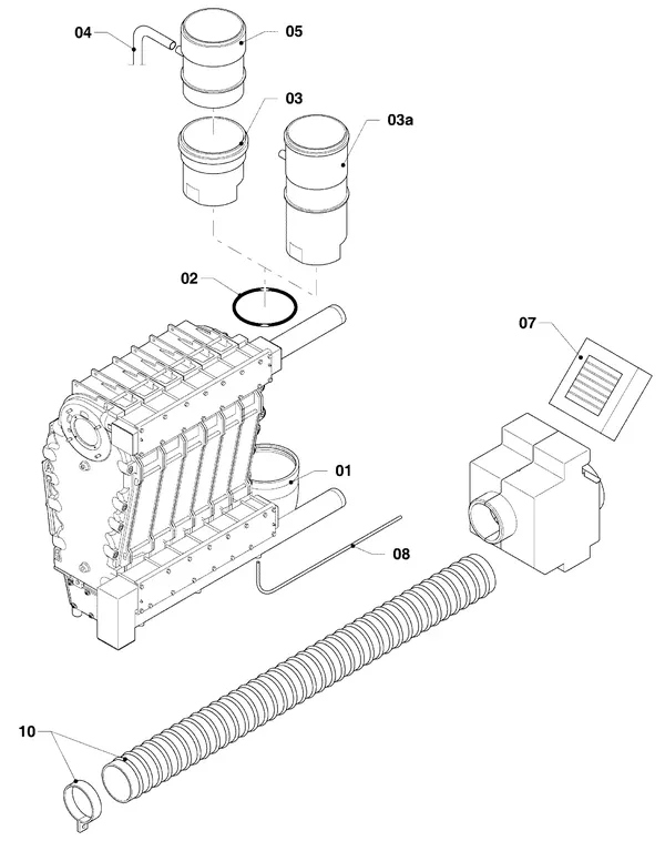 Exploded view Vaillant ecoCRAFT VKK 2406/3 R1: Verbrandings luchtaanvoer gasafvoer