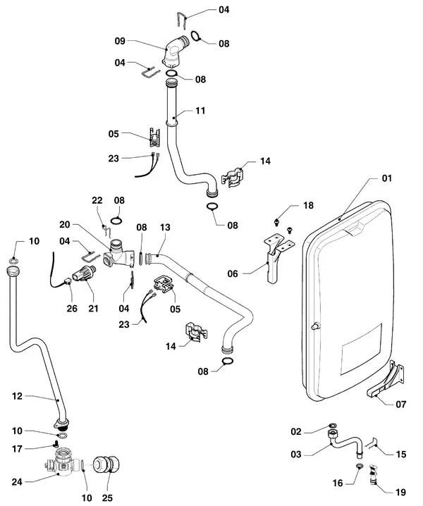 Exploded view Vaillant ecoFIT pro VUW 256/6-3: Aansluitdelen