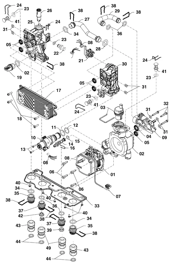 Exploded view Vaillant ecoFIT pro VUW 356/6-3: Hydraulische delen