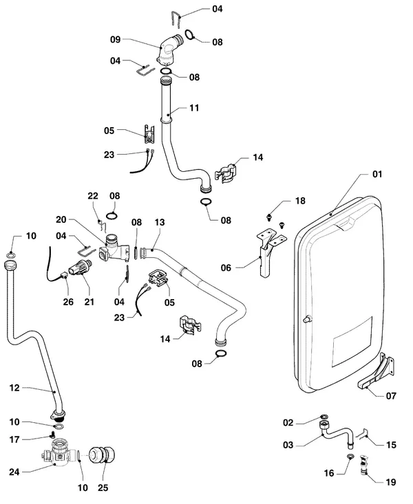Exploded view Vaillant ecoFIT pro VUW 256/6-3 EXP: Aansluitdelen