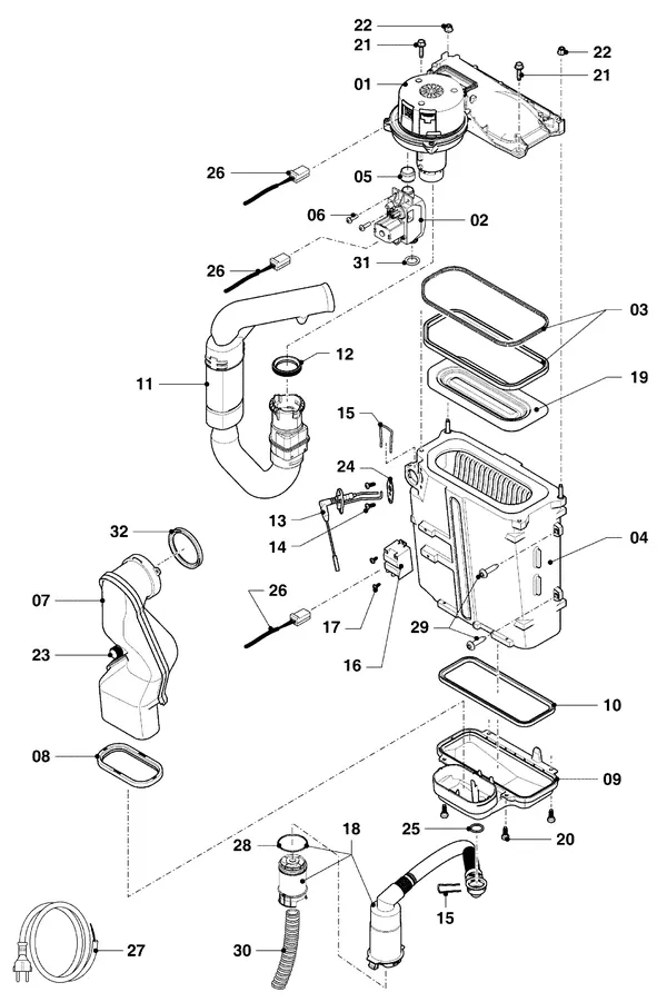 Exploded view Vaillant ecoFIT pro VUW 256/6-3 EXP: Brander wisselaar