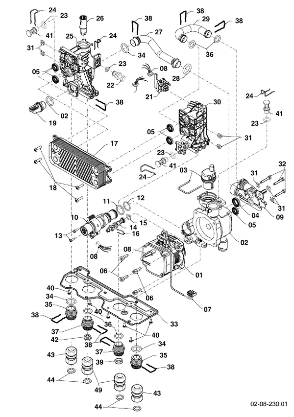 Exploded view Vaillant ecoFIT pro VUW 256/6-3 EXP: Hydraulische delen