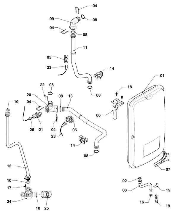 Exploded view Vaillant ecoFIT pro VUW 306/6-3 EXP: Aansluitdelen