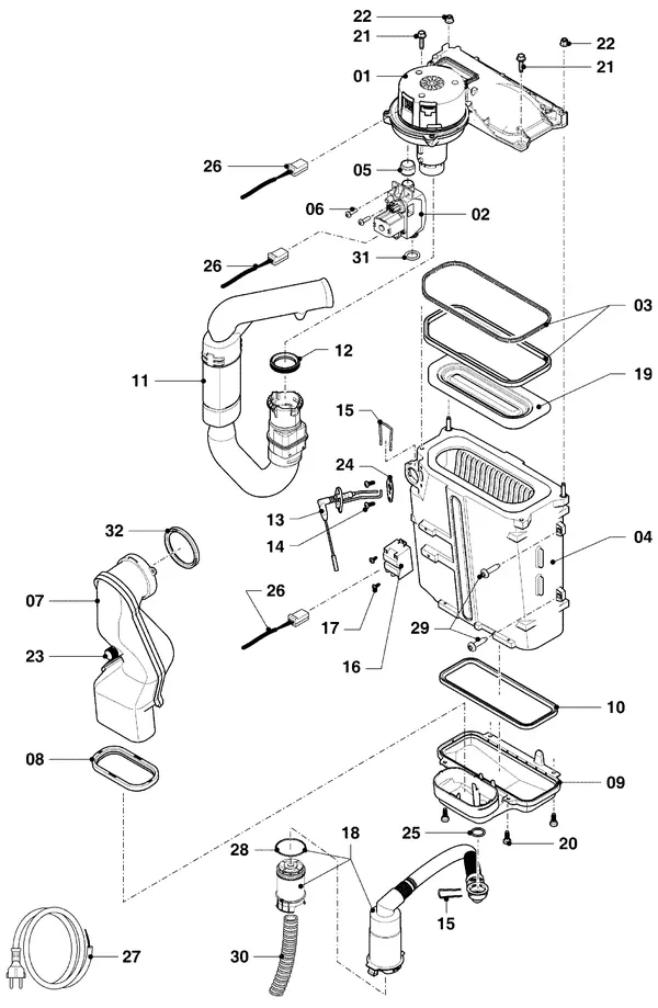 Exploded view Vaillant ecoFIT pro VUW 306/6-3 EXP: Brander wisselaar