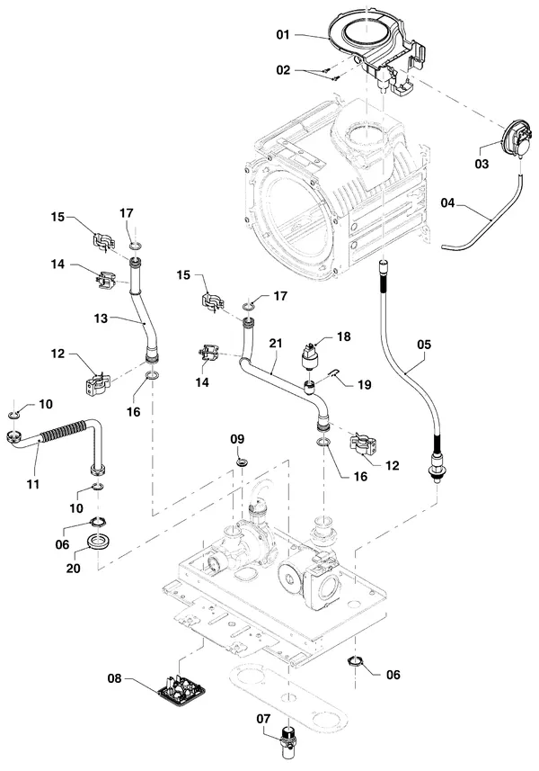 Exploded view Vaillant ecoTEC plus VHR 45/5-5: Aansluitdelen