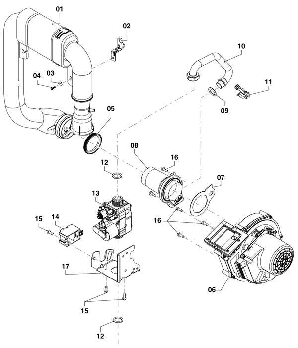 Exploded view Vaillant ecoTEC plus VHR 45/5-5: Gasblok
