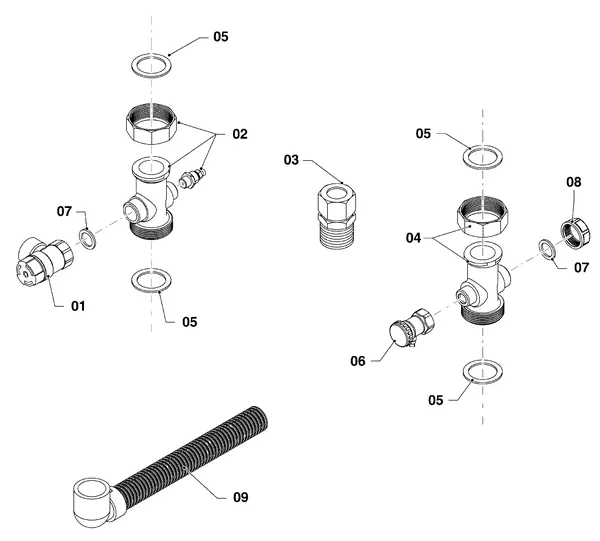 Exploded view Vaillant ecoTEC plus VHR 65/5-5: Aansluitdelen