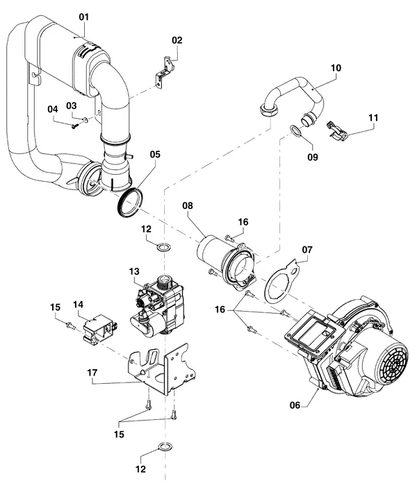 Exploded view Vaillant ecoTEC plus VHR 65/5-5: Gasblok