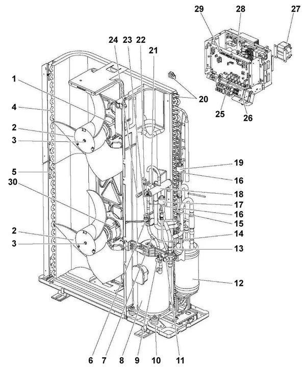 Exploded view Remeha Buitenunit AWHP 11-16 MR-2 + TR-2: Elektra mr