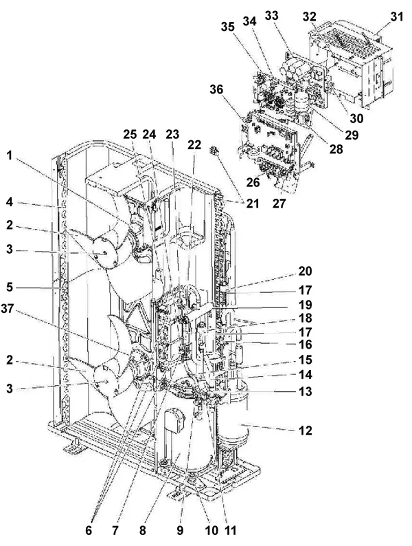 Exploded view Remeha Buitenunit AWHP 11-16 MR-2 + TR-2: Elektra tr