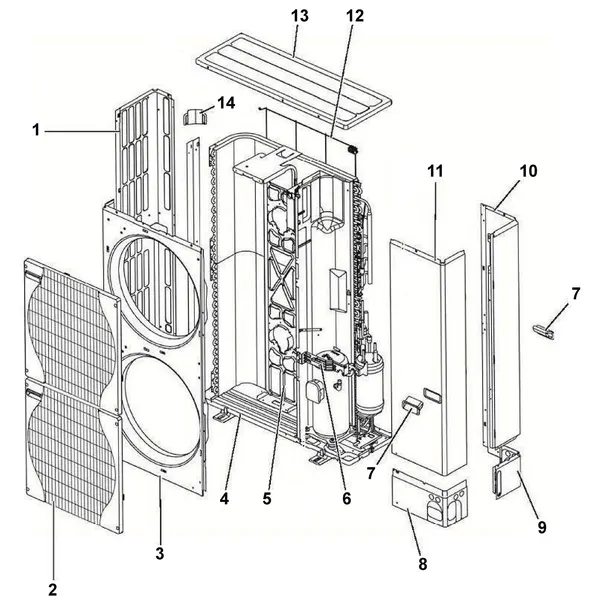 Exploded view Remeha Buitenunit AWHP 11-16 MR-2 + TR-2: Onderstel