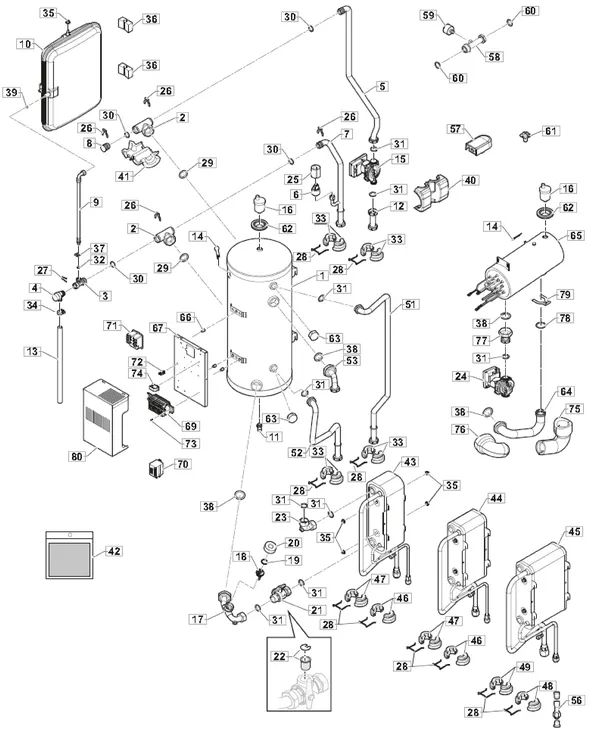 Exploded view Remeha Neptuna: Hydraulisch circuit