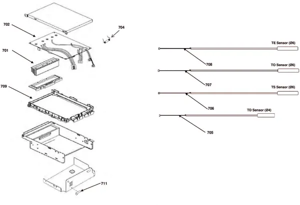 Exploded view Remeha Elga Ace AWHPT buitenunit 4kW: Elektrische delen