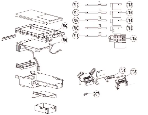 Exploded view Remeha Elga Ace AWHPT buitenunit 6kW: Elektrische delen