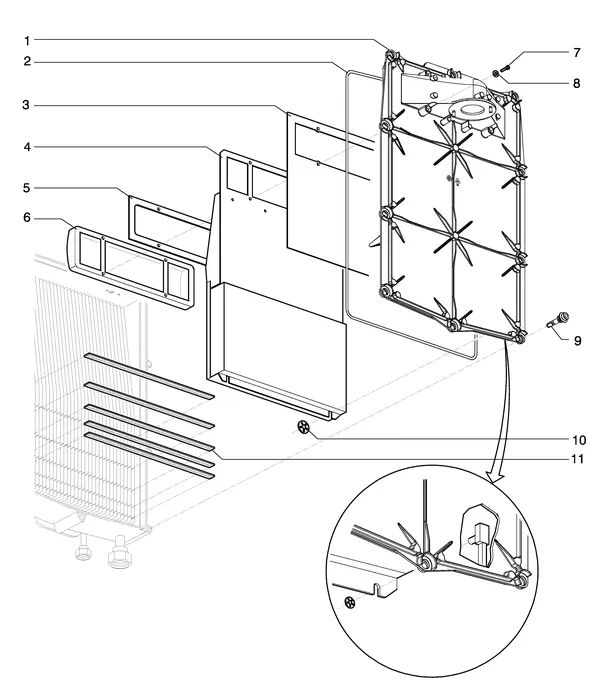 Exploded view Intergas Prestige CW6 A: Branderunit voorplaat met borstbout vana