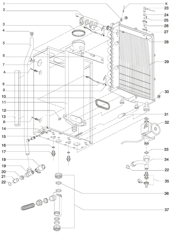 Exploded view Intergas Prestige CW6 A: Wisselaar