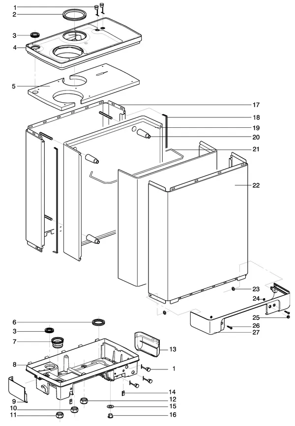 Exploded view Intergas Kompakt Solo HRE 18A: Mantel