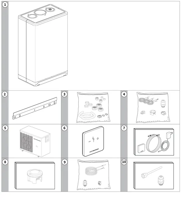 Exploded view Intergas Xource binnenunit: Leveringsprogramma