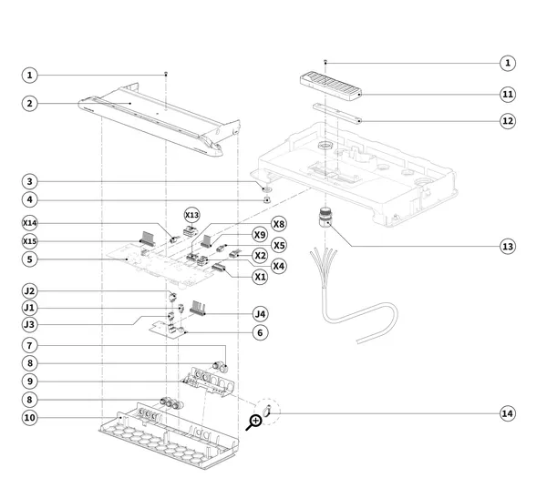 Exploded view Intergas Xource binnenunit: Regelunit