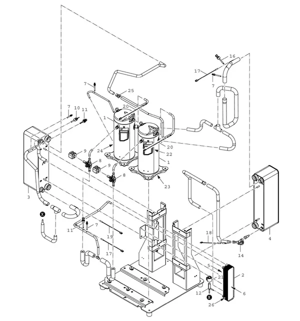 Exploded view Bosch Compress 7000 LW EHP 22-2 LW: Compressor