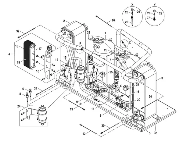 Exploded view Bosch Compress 7000 LW EHP 80-2 LW: Koelmiddelcircuit