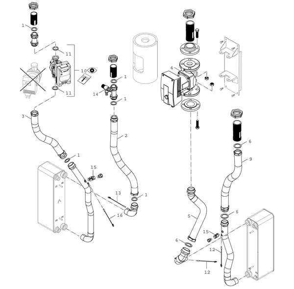 Exploded view Bosch Compress 7000 LW EHP 48-2 LW: Pompgroep 38 48