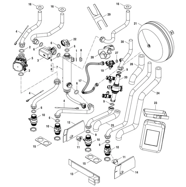 Exploded view Bosch Compress 7800i LW 8 MF: Hydrauliek