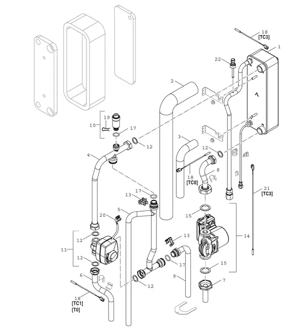 Exploded view Bosch Compress Hybrid 3400i AWS (HC3400iAW Si): Hydrauliek split