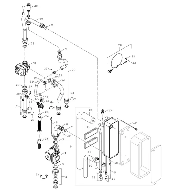 Exploded view Bosch Compress Hybrid 3400i AWS (CS3400iAWS 10B): Hydrauliek