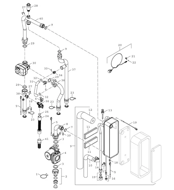 Exploded view Bosch Compress Hybrid 3400i AWS (CS3400iAWS 14B): Hydrauliek