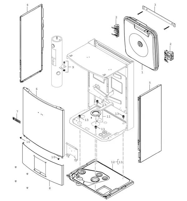 Exploded view Bosch Compress 3400i AWS (CS3400iAWS 10E): Toestelmantel