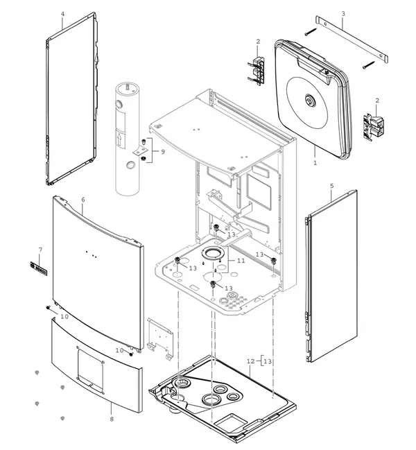 Exploded view Bosch Compress 3400i AWS (CS3400iAWS 14E): Toestelmantel