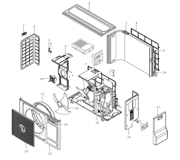 Exploded view Bosch Compress 3400i AWS 4kW (CS3400iAWS 4 OR-S): Toestelmantel