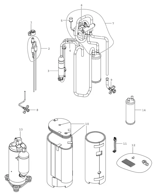 Exploded view Bosch Compress 3400i AWS 8kW (CS3400iAWS 8 OR-S): Koelmiddelcircuit