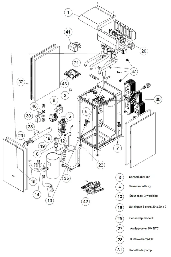 Exploded view Itho Daalderop 4e generatie WPU 55i 545-0450: Totaaloverzicht