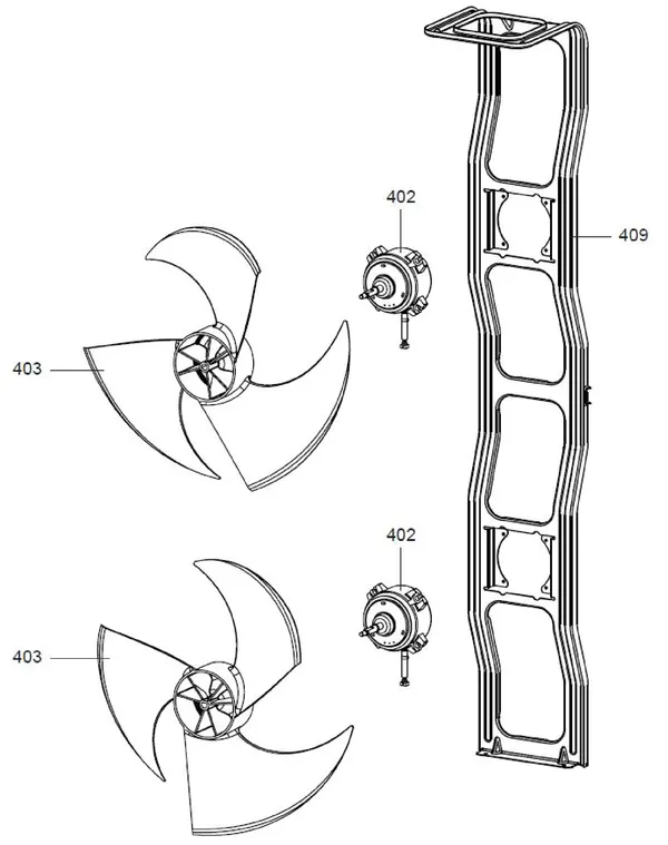 Exploded view Atag ODM 9 T | buitenunit 3-fase: Ventilator