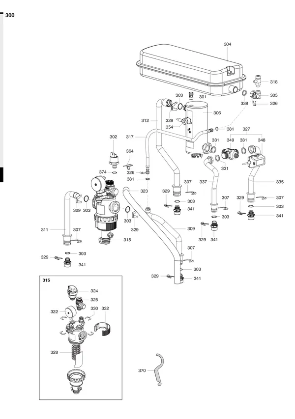 Exploded view Atag Energion IDU M-L: Hydraulische componenten