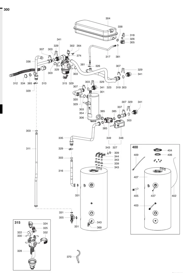 Exploded view Atag Energion IDU M F: Hydraulische componenten