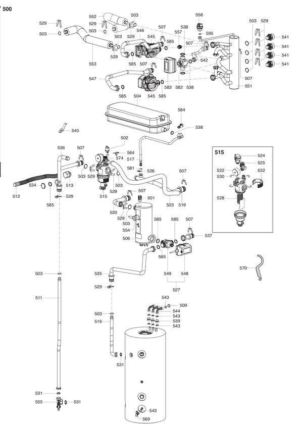 Exploded view Atag Energion IDU M-L F 2Z: Hydraulische componenten