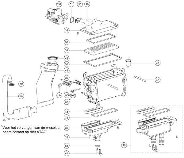 Exploded view Atag i32SZ iCon2: Warmteblok