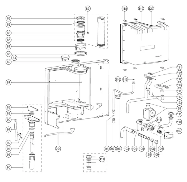 Exploded view Atag Q38SR | vanaf 2020 OSS2: Achterwand
