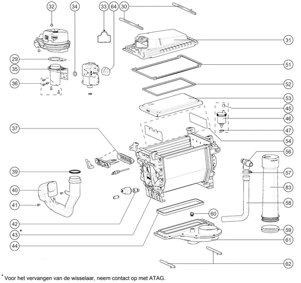 Exploded view Atag Q38SR | vanaf 2020 OSS2: Warmteblok